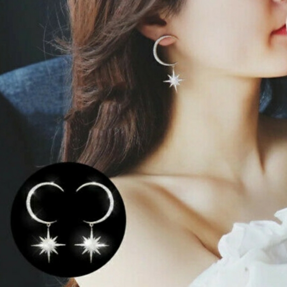 Moon Star Diamond Brilliance Drop Earrings - Picture 3 of 4